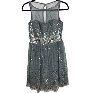 dELiA*s Grey and silver sequins mesh sleeveless dress EUC Size 9